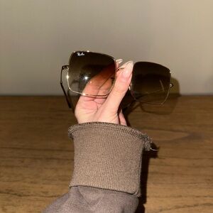 Ray-Ban Gold Frame Sunglasses with Brown Gradient Lenses